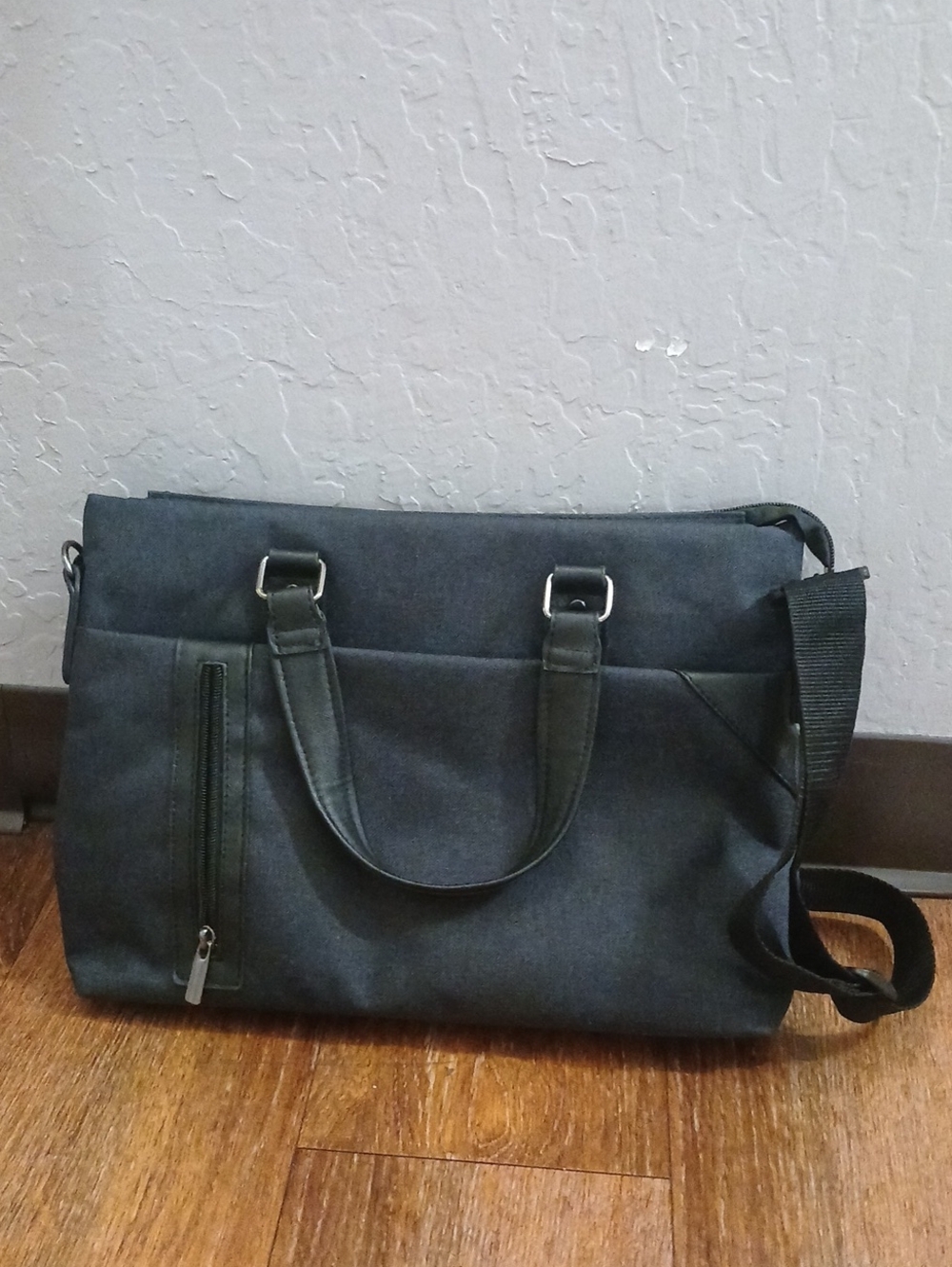 Men's Dark Gray Canvas Briefcase Bag - Versatile Work Tote